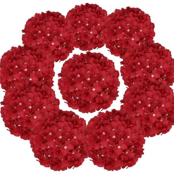 10pack Silk Hydrangea Heads Artificial Flowers Heads w/ Stems Home Wedding Decor - Picture 1 of 6